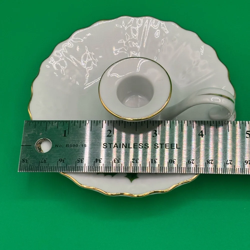 Vintage Christmas Holly Berries Finger Loop Taper Candle Holder Japan 5”